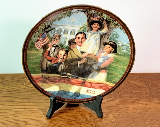 Norman Rockwell 1990 Limited Edition Collectible "Our Love Of Country" Plate. Signed & Numbered, 8.5"  - Stand Included, Free US Shipping.