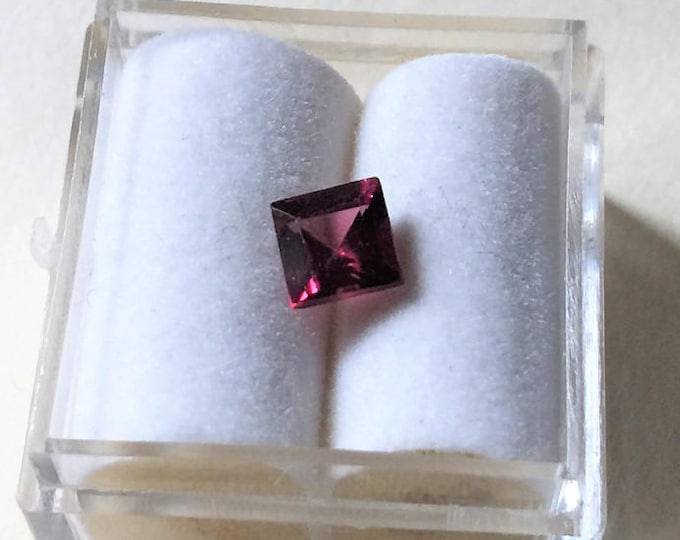 Princess Cut Raspberry Garnet Natural Gemstone, Stunning Gem, .84 carat, 5.10 mm, AFRICA. Free US Shipping.