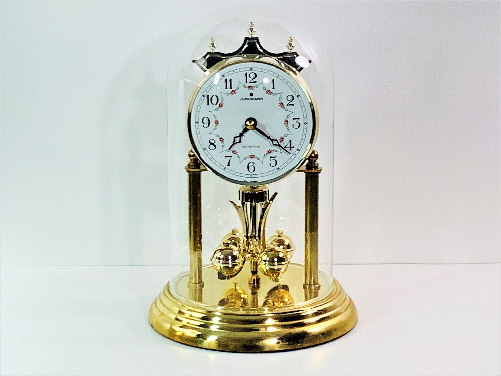 Vintage Junghans Germany Anniversary Clock, Sphere Pendulum, Brass