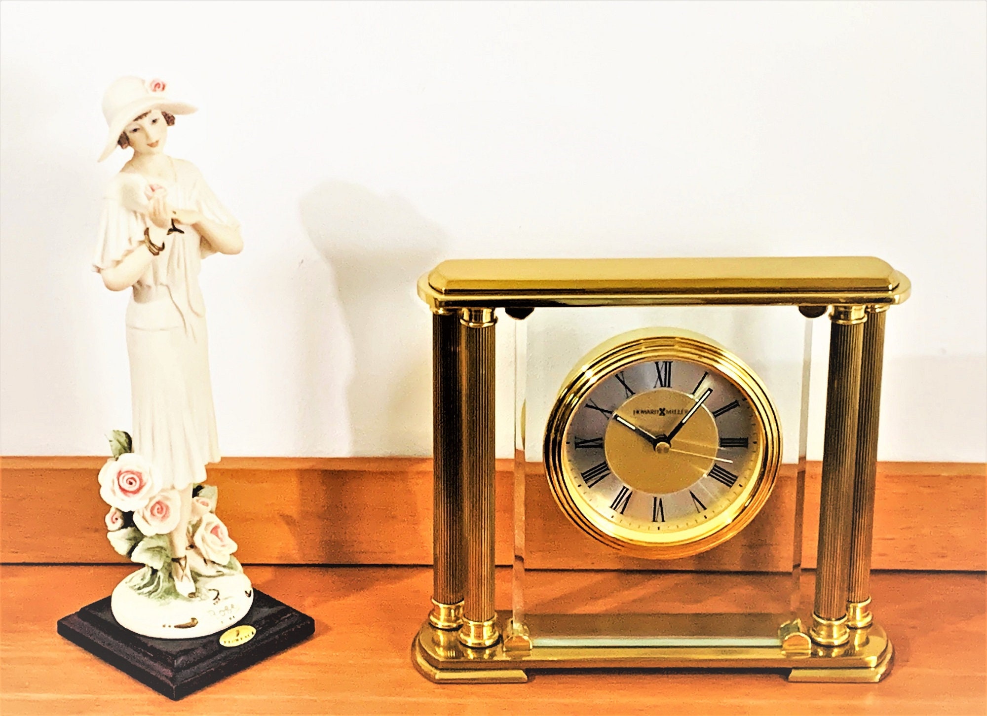 Howard Miller Athens Table Clock 613627, Solid Brass & Beveled Glass