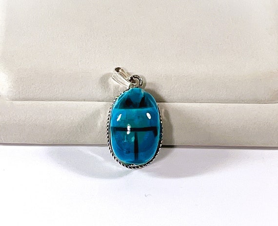 Vintage Estate Scarab Pendant, Authentic Egyptian… - image 3