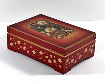 Vintage 1973 Rare Reuge Swiss, Original Berta Hummel "Silent Night", ANRI Italy First Edition Music Box, Certified, 6X4". Free US Shipping.