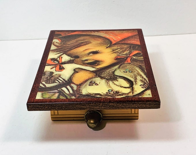 Vintage Reuge Swiss & Sorrento Italy Wall Hanging Hummel Plaque Music Box, Pull String, Plays' The Godfather', 6X4.5". Free US Shipping.