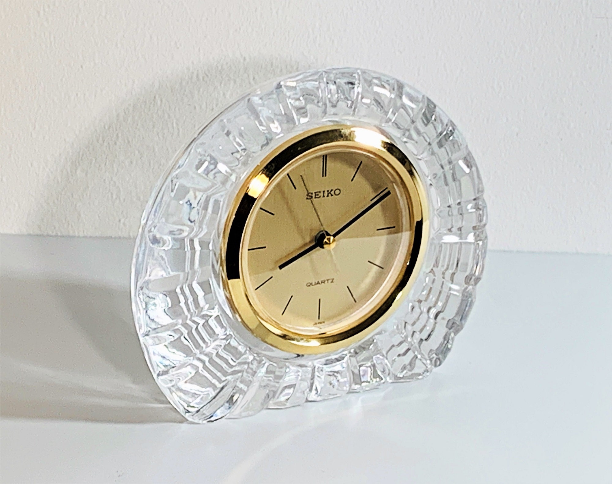 Seiko Fine Crystal Mantel Clock, Japan. Hand Cut 24 Lead Crystal