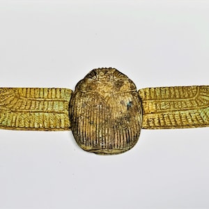 Vintage Ancient Egyptian Revival Faience Winged Scarab, 3 Pieces (as it was found), 105 mm - 4&quot;Wide, Abydos - Upper Egypt. Free US Shipping.