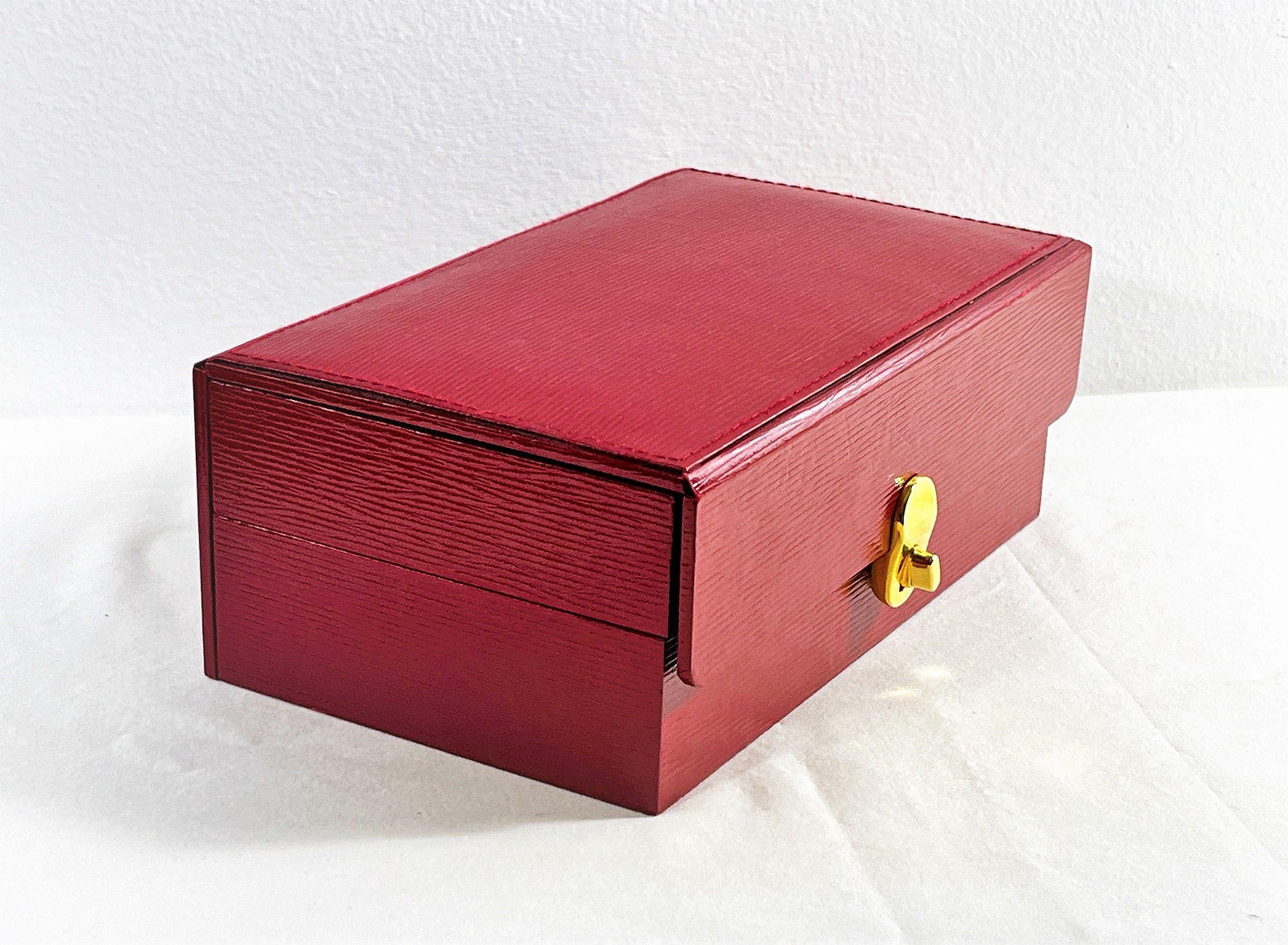 6 Leather Earring Boxes Red Jewelry Snap Lid Display