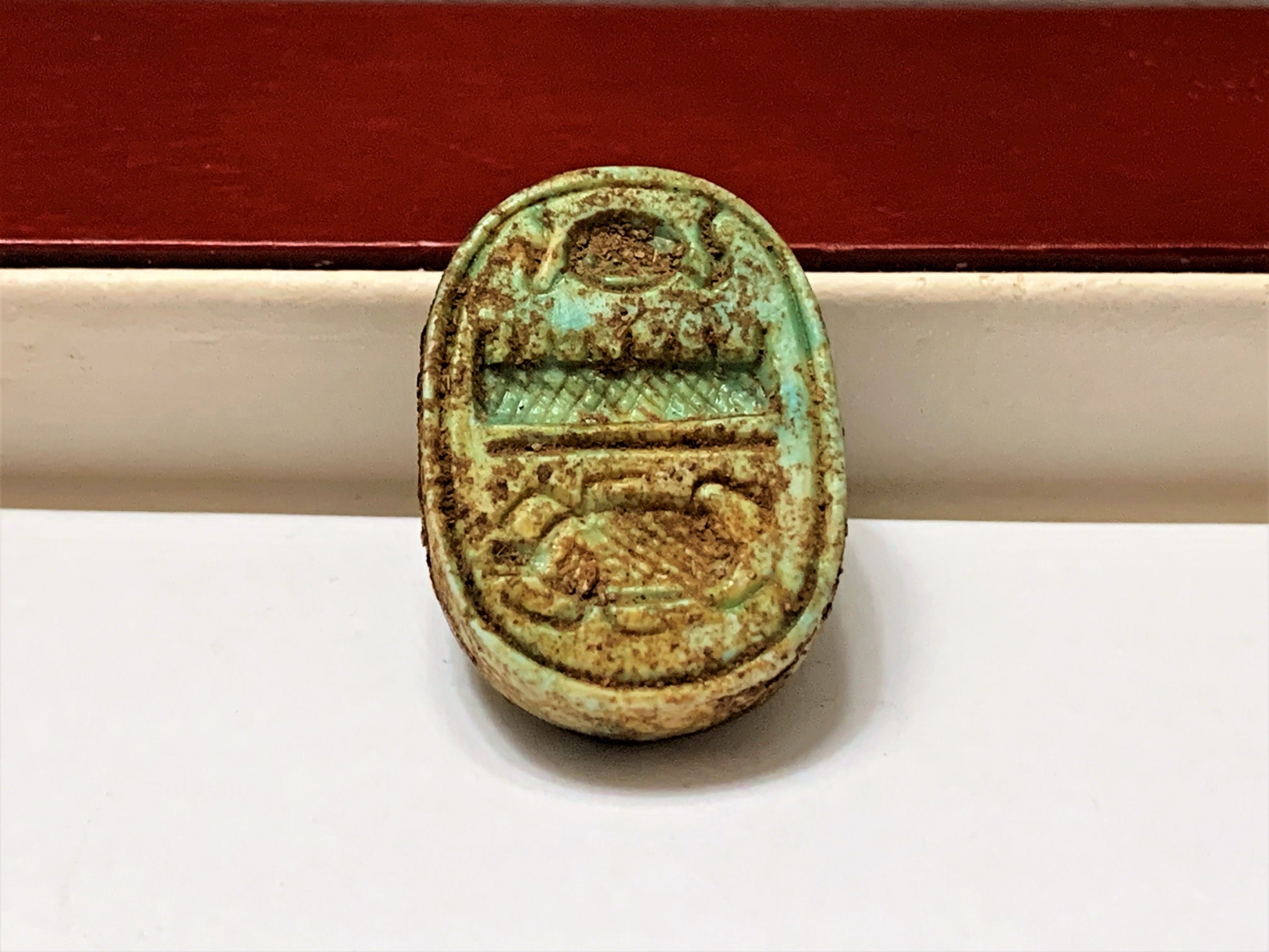 Vintage Ancient Egyptian Faience Personalized Royal Seal Amulet - Tablet,  Upper Egypt, 23 mm.
