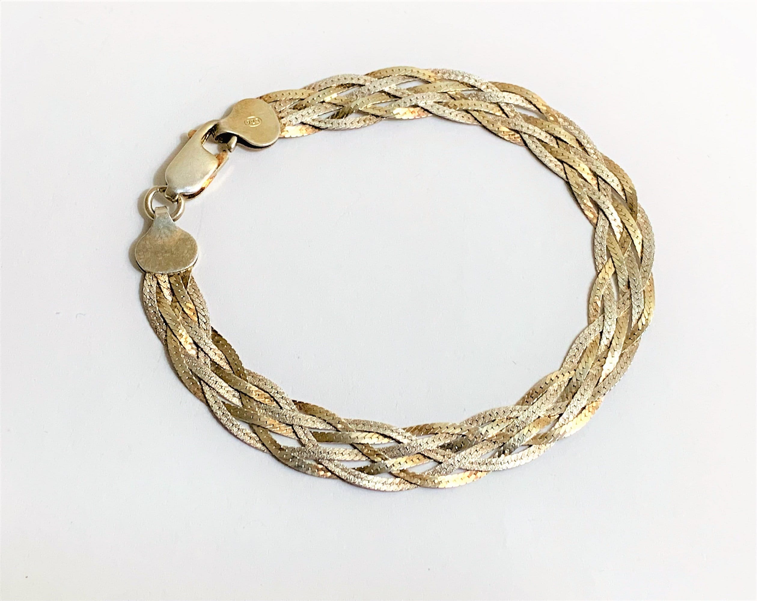 Vintage Sterling Silver .925 FAS Italy Two Tone Braided Woven
