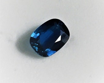 Fine Natural Blue Sapphire, Royal Blue, Cushion Cut .95 carat, 7.10 X 5.20 mm, Excellent Color and Luster. Sri Lanka