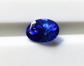 Genuine Natural Fine Quality Tanzanite Oval Full Cut Loose Gemstone, Dark Blue/ Violet AAA COLOR, 7.30 X 5.25 mm, .96 carat.