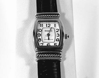 VTG Ecclissi® Sterling Silver Women Watch 22635, Serviced, New Tourbillon Italy Leather Band, Works Perfect, 35X21mm Case, Free US Shipping