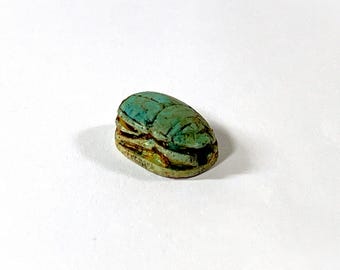 Vintage Ancient Egyptian Faience Ritual Scarab Amulet, Valley of The Kings, Luxor- Upper Egypt, 16mm, Great Shape & Color. Free US Shipping