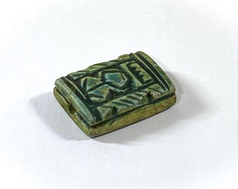Vintage Ancient Egyptian Faience Lady Seal Amulet, Abydos Temple of Set I, Upper Egypt, Rare Unique Amulet, 23X17mm. Free US Shipping