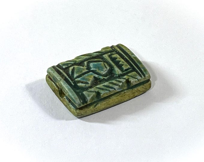 Vintage Ancient Egyptian Faience Lady Seal Amulet, Abydos Temple of Set I, Upper Egypt, Rare Unique Amulet, 23X17mm. Free US Shipping