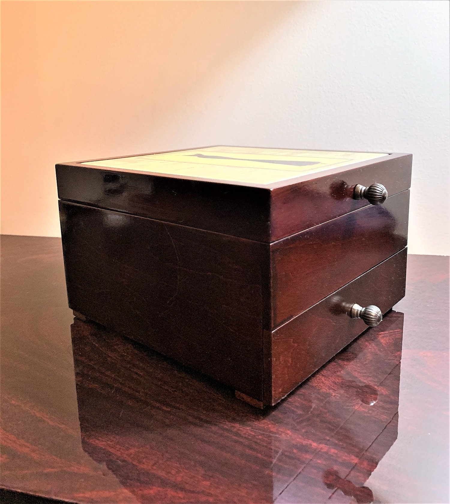 Vintage Solid Wood Jewelry Box,Hand Crafted, Padded