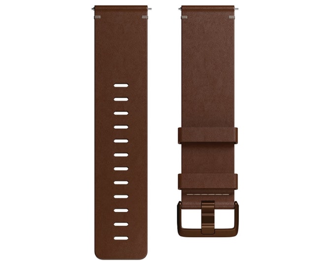 Premium Horween® Leather Bands for Fitbit 22 - 24mm Lugs, Integrated Quick Release Spring Bars, Chocolate Brown, Mint. Free US Shipping.