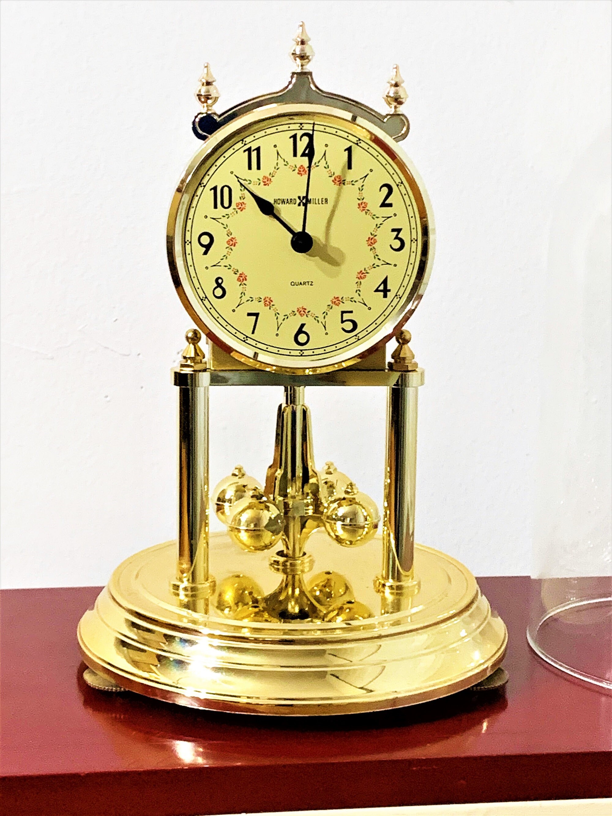 Howard Miller Germany Colonial Floral Dial Anniversary Clock, Brass