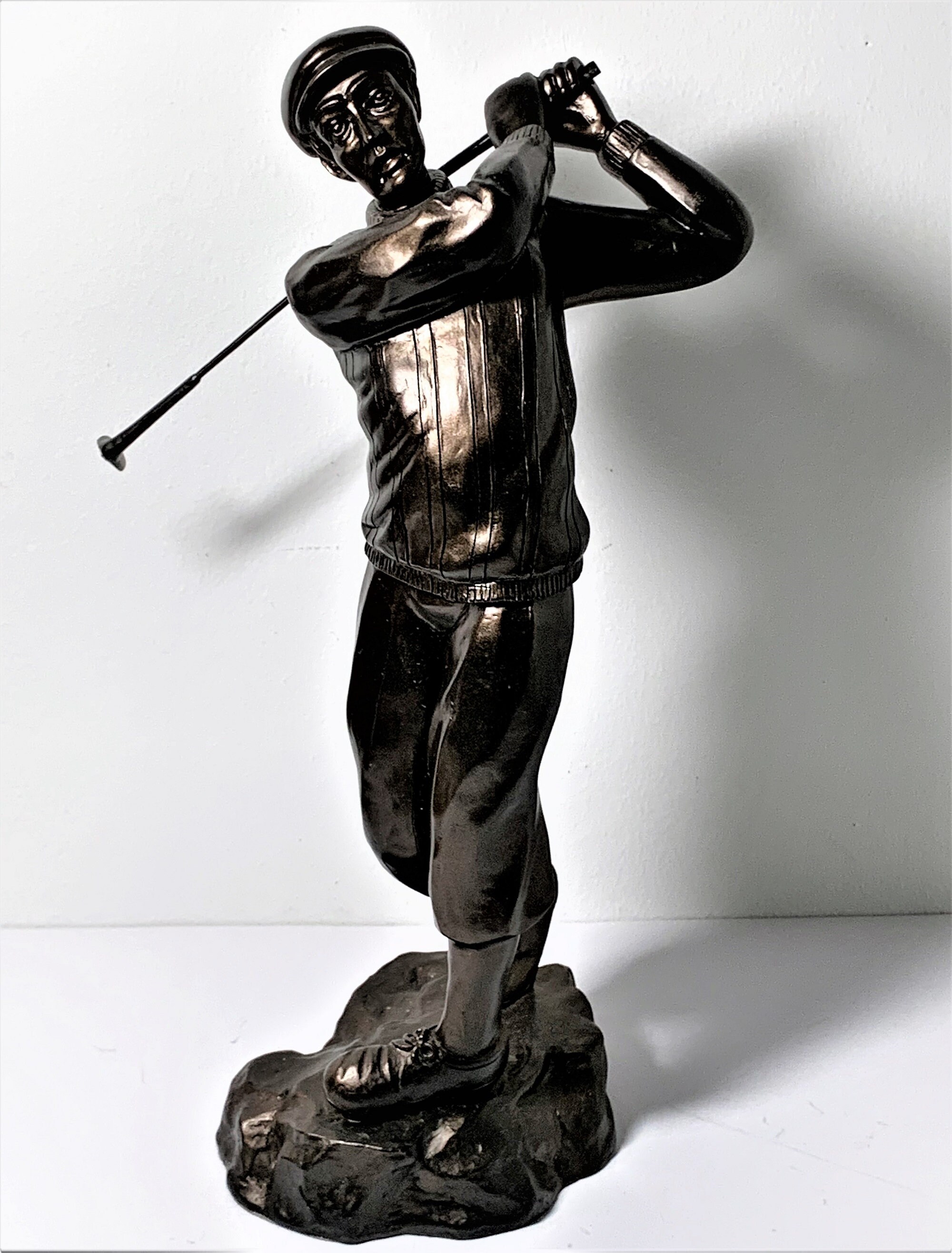 Golfer in Action Statue, Bronze and BronzeFinish, Realistic Details, Stands 13 High. Perfect