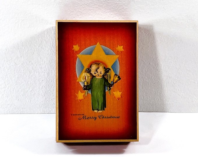Vintage 1977 Rare Reuge Swiss "Herald Angel" By Berta Hummel Music Box, Tune" Deck The Halls", ANRI Italy, Certified, 6X4". Free US Shipping