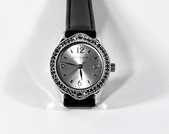 Vintage Judith Jack™ Sterling Silver & Marcasite Watch, 28X24mm Case, Japan Quartz, New Leather Band, Overhauled, Free US Shipping.