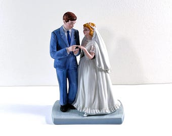 Vintage ©1981 Norman Rockwell The American Family "Bride and Groom", Signed & Authenticated. Bisque Porcelain, 8" T. 5" W. Free US Shipping.