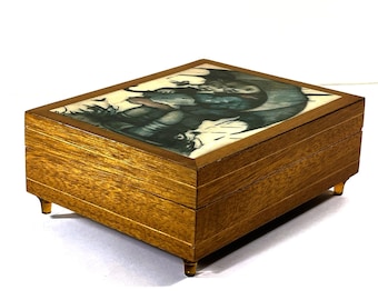 Vintage Mapsa™ Switzerland Music Box "Barcarole Von Hoffman", Hummel Original Art. Made in West Germany. 5 75" L X 4.5” W.  Free US Shipping