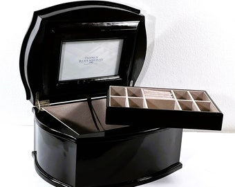VTG Things Remembered™ Large Wood Jewelry Box, Espresso Finish, Movable Tray, Inside Picture Frame, 11" W. 8" L. Restored, Free US Shipping