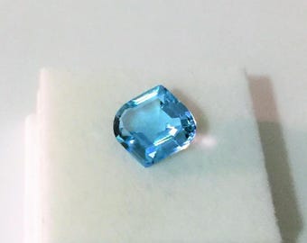 Natural Fine Sky Blue Topaz, Unique Custom Cut 12X12 mm, 5.08 carats, Exotic Gem, Very Brilliant Stone. Free US shipping.