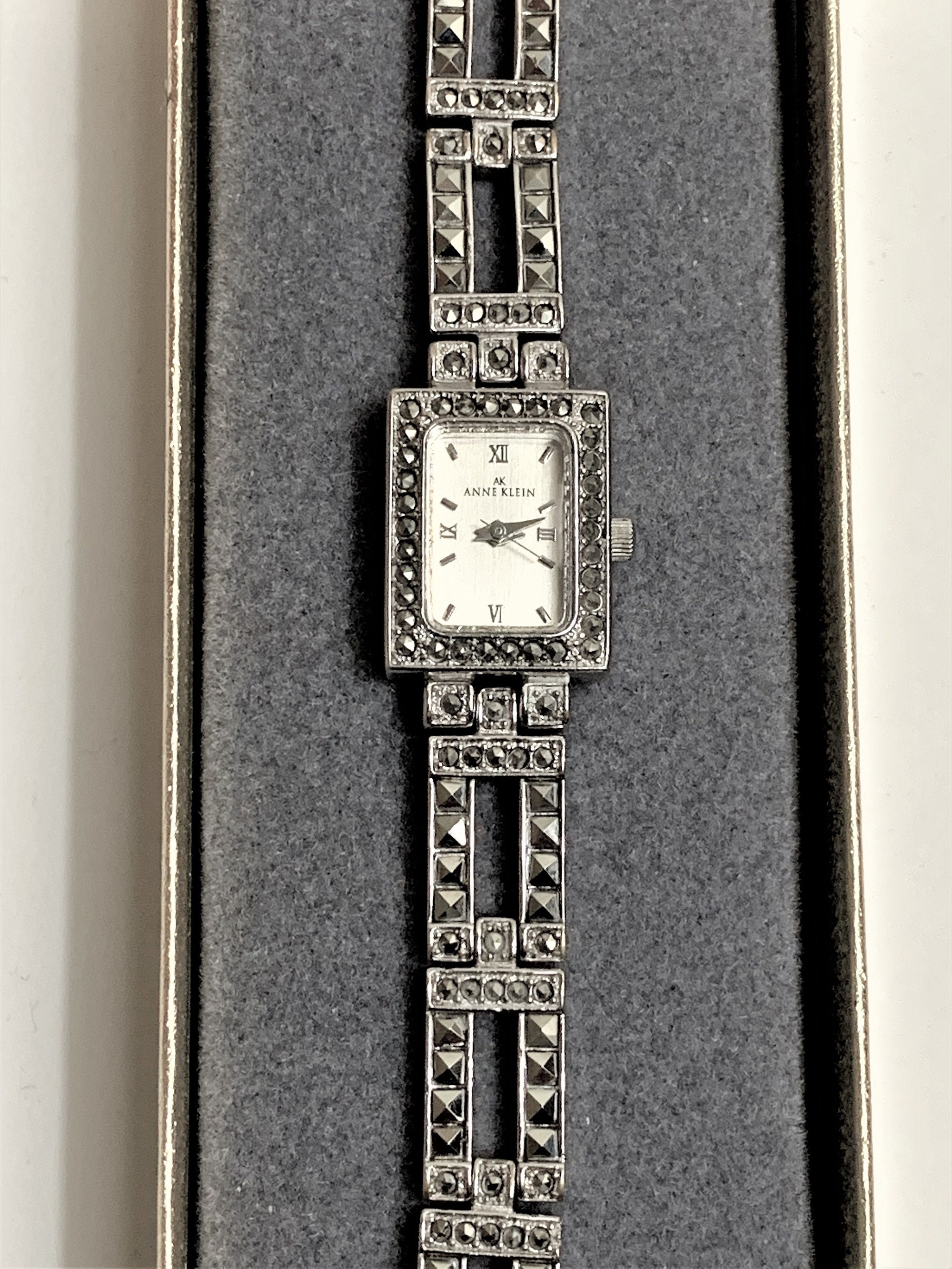 Anne Klein Marcasite Watch, Link Bracelet Band, 6.5 Long, 20 X 10 mm