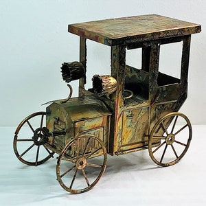 Tiajuana Taxi, Vintage 1960&#39;s Bronze Art Music Box, Hand Crafted Masterpiece, Sankyo Music, Hong Kong Made, 8.5&quot; L. 7&quot; T. Free US Shipping.
