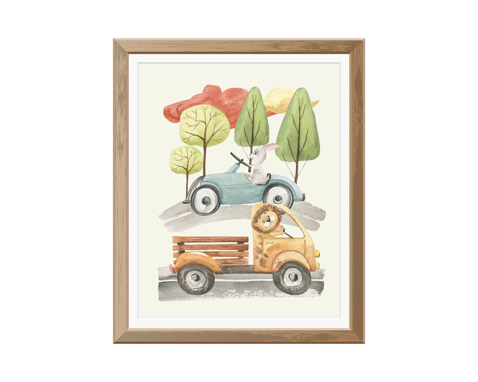 Car Nursery Decor Art Prints Animals Driving Trucks and Cars - Etsy