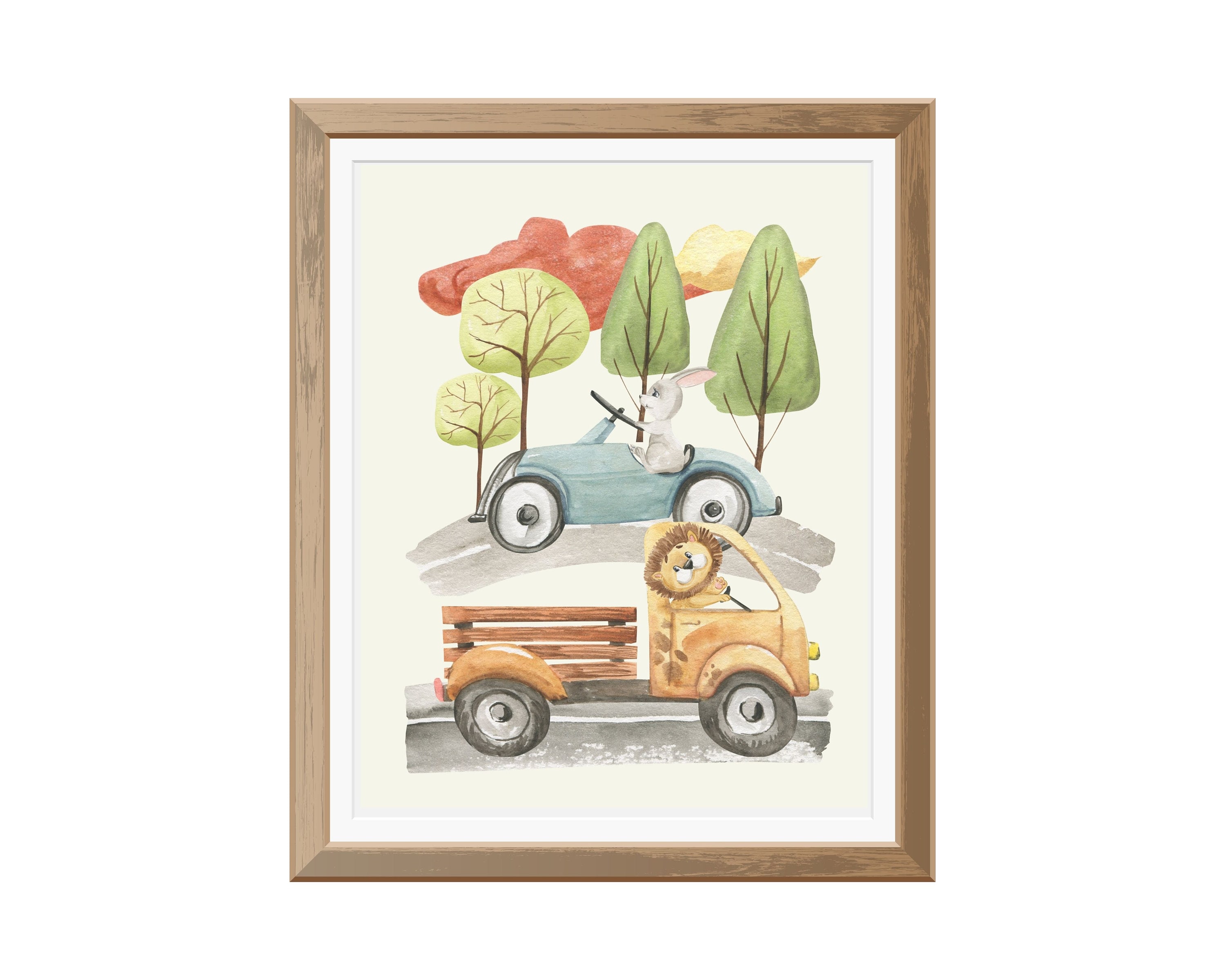 Car Nursery Decor Art Prints Animals Driving Trucks and Cars Etsy