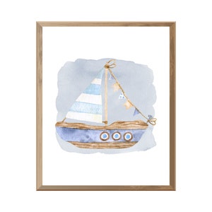 Sailboat Prints Nautical Nursery Wall Decor Set of 3 Prints Sailing Art ...
