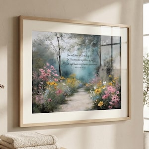 Psalm 16,11 | Christlicher Bibelvers zum Ausdrucken | Blumen Ölgemälde Stil | Weg des Lebens Ermutigung Geschenk | Digitale Schrift Wandkunst