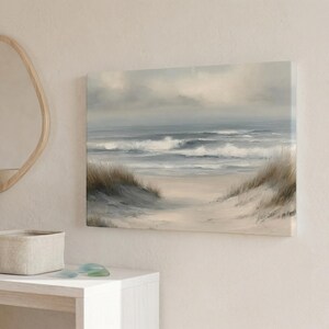 Vintage Coastal Beach Canvas Art, Serene Ocean Print, Sand Dune Artwork, Pastel Beach House Decor, Summer Beach House Print, Beach Canvas image 12
