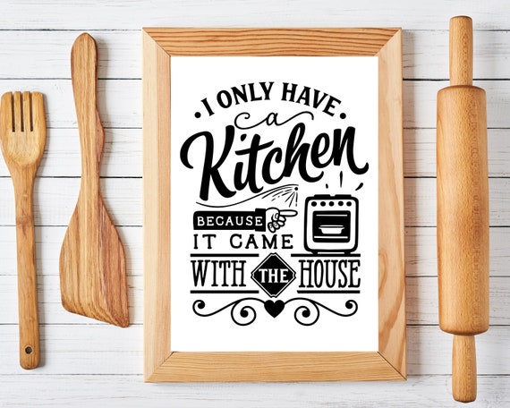 Set of 4 Funny Kitchen Sayings Prints PRINTABLE ART Black 