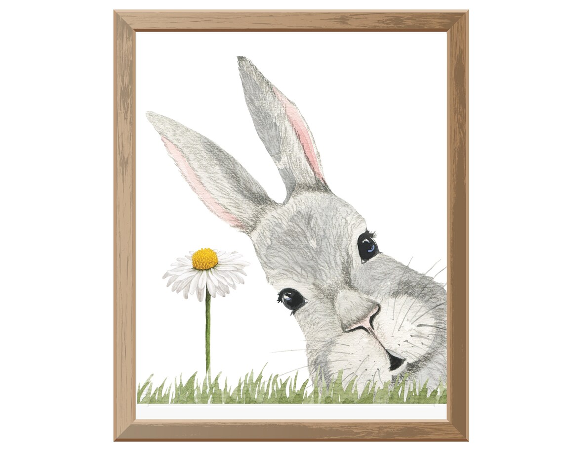 Bunny Rabbit Nursery Wall Decor Printable Art Set of 2 Bunny Prints