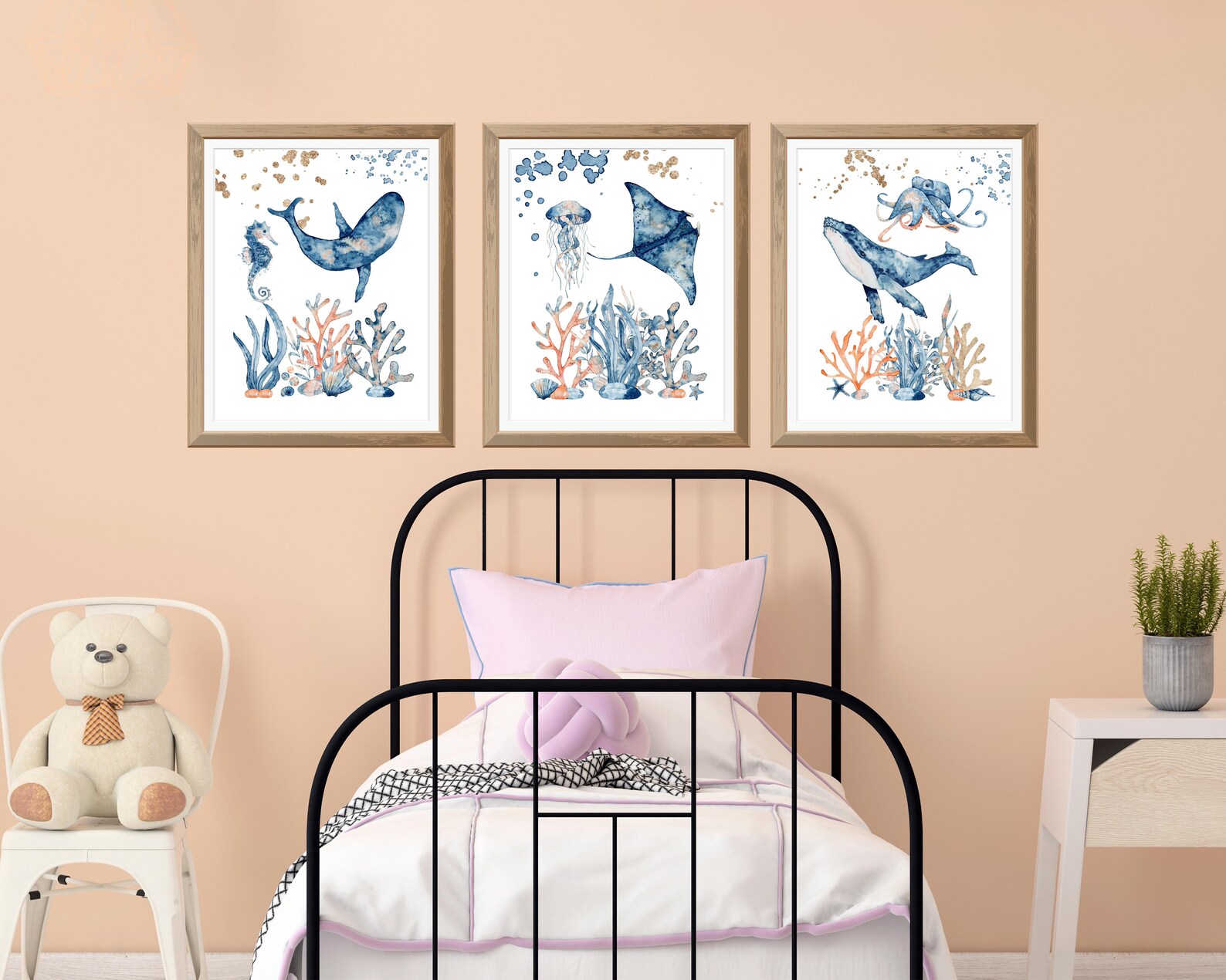 Nautical Wall Art Decor Printable Art Set of 3 Under the Sea Theme ...