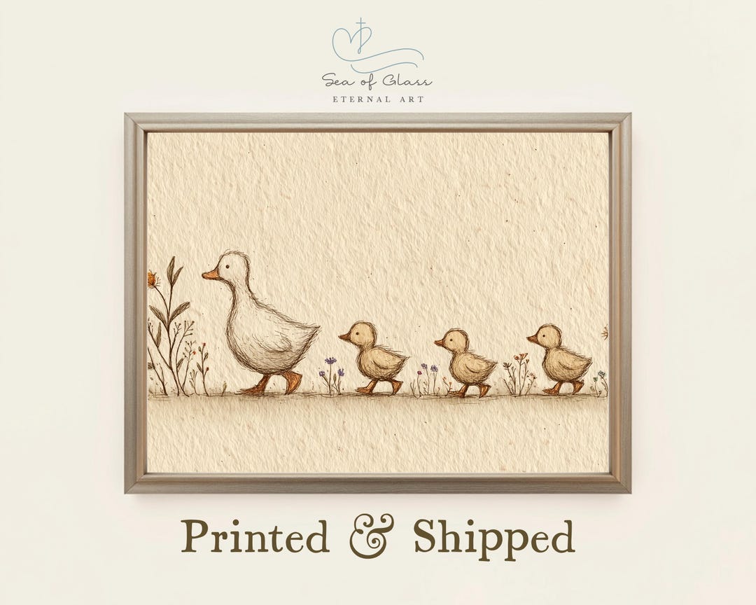 Duckling Nursery Wall Art - Mother Duck Print, Duckling Nursery Art ...