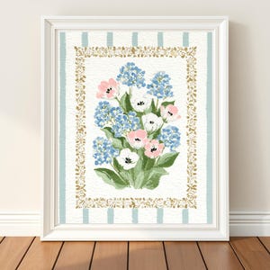 Grandmillennial Floral Art Print: Tulip & Hydrangea, Cottagecore Style (Digital Download)