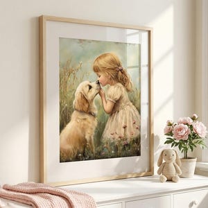 Antique Girl With Dog Picture - Etsy