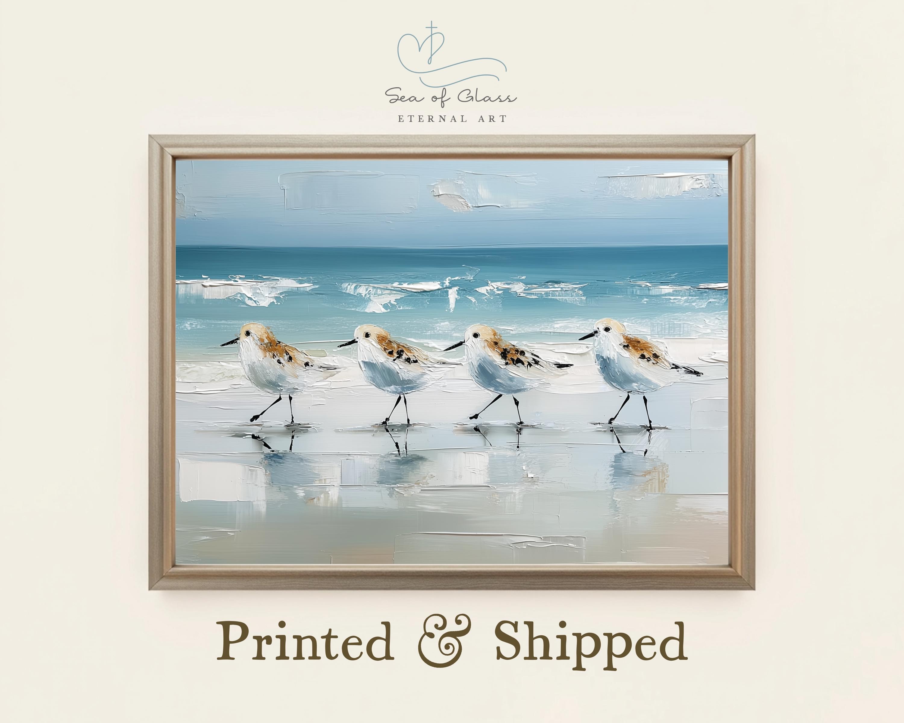 Sandpiper Beach Art Print - Coastal Shorebird Wall Decor - Pastel Ocean ...