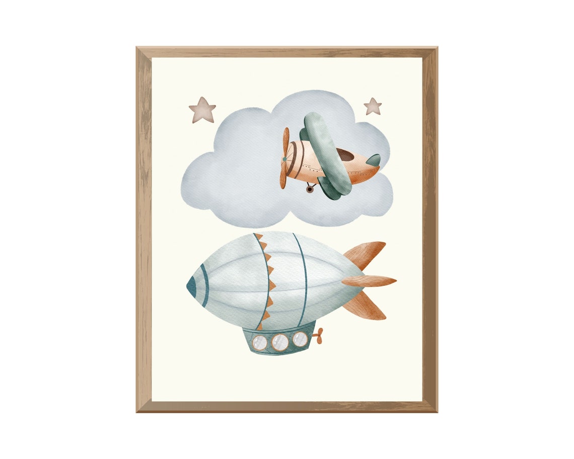 Airplane Nursery Wall Decor Aviation Boys Room Art Playroom Prints