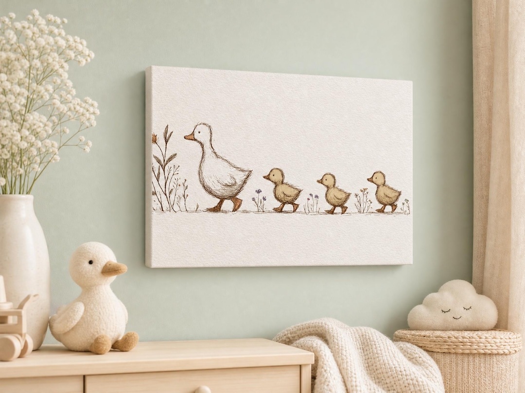 Duck Family Canvas Wall Art ~ Vintage Cottagecore Nursery Decor ...
