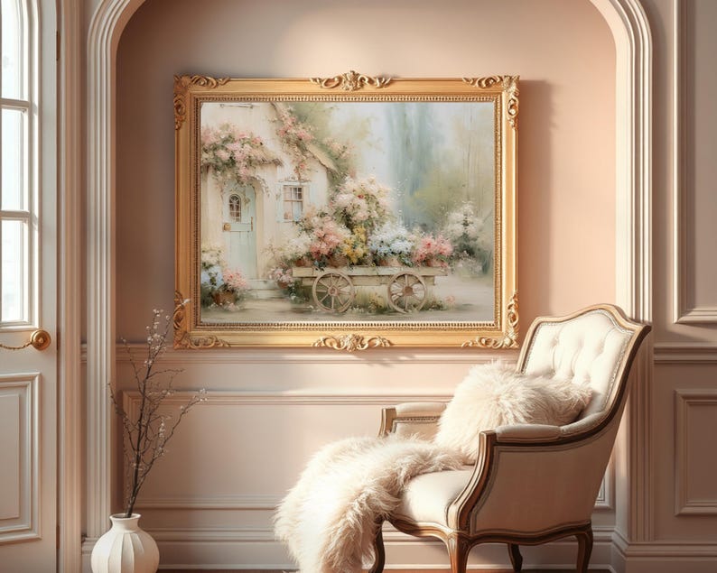 Romantic cottagecore poster for wall hanging - French country wall art in Shabby chic style (Frame Not included) image 9