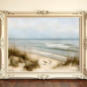 Sandpiper Coastal Art Print: Pastel Beach House Decor (Digital Download 8x10, 11x14, 16x20 inches)