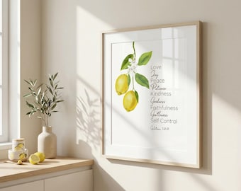 Imprimible del Fruto del Espíritu: Arte mural cristiano de flor de limón (descarga digital)