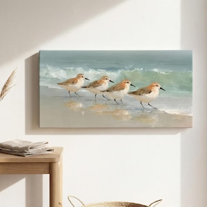 Sandpiper Beach Canvas Wall Art ~ Vintage Coastal Bird Print ~ Coastal Beach House Decor for Living Room ~ Nursery Bird Artwork Gift image 7