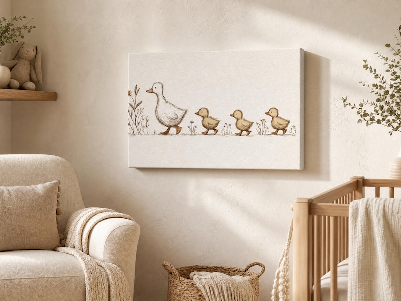 Duck Family Canvas Wall Art ~ Vintage Cottagecore Nursery Decor ...