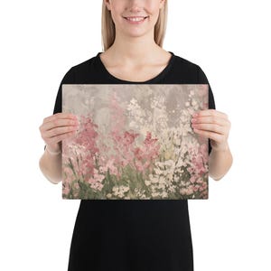 Wildflower Pink Canvas Wall Art - Blush Pink Floral Print - Romantic ...